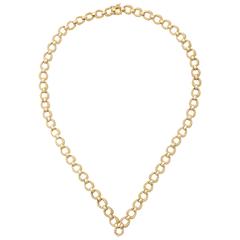 Versatile Hammered and Polished Long Gold Chain