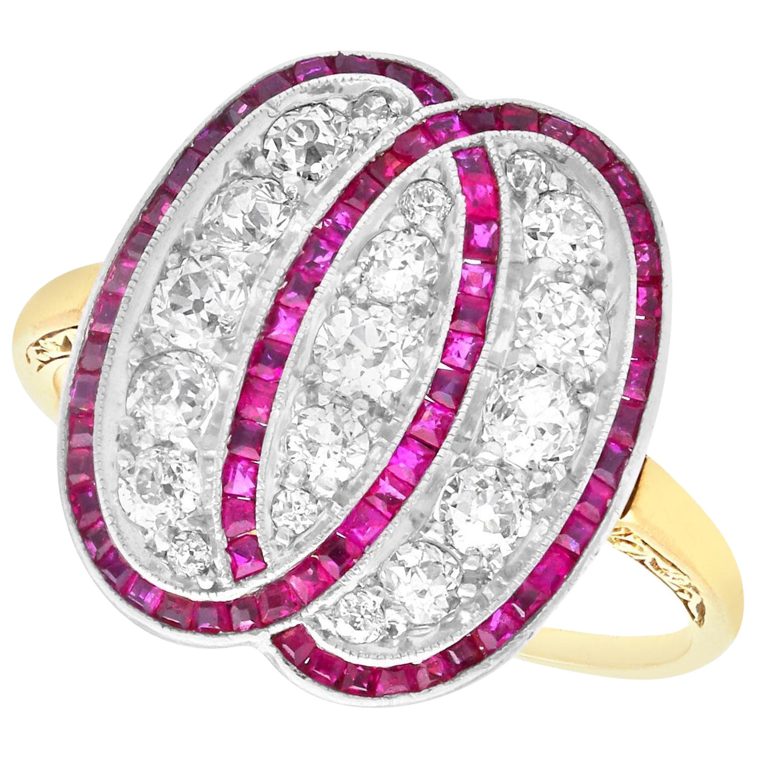 1920s Ruby and Diamond Yellow Gold and Platinum Engagement Ring