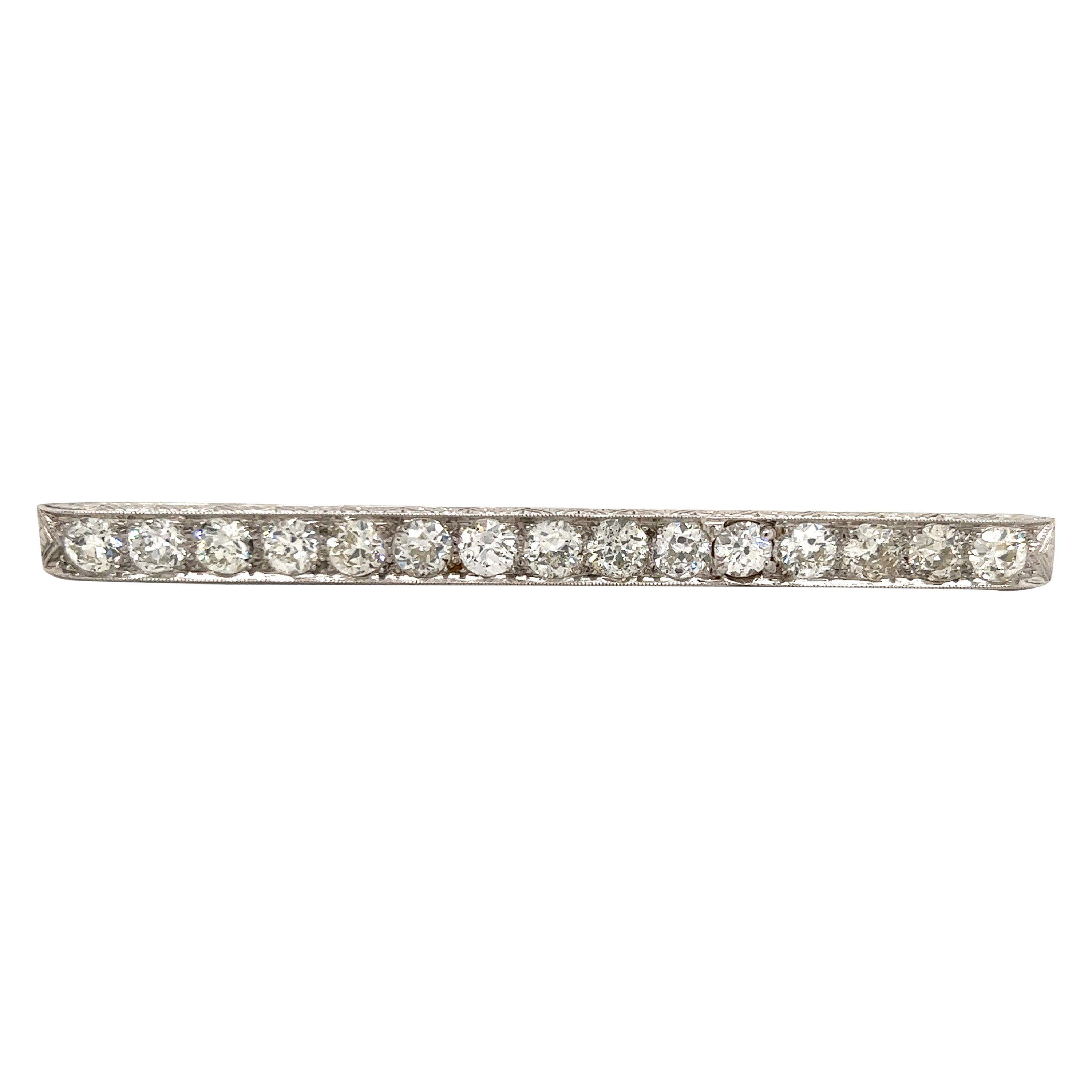 Art Deco Platinum Pin Old Mine Diamonds 4.50 Carat For Sale