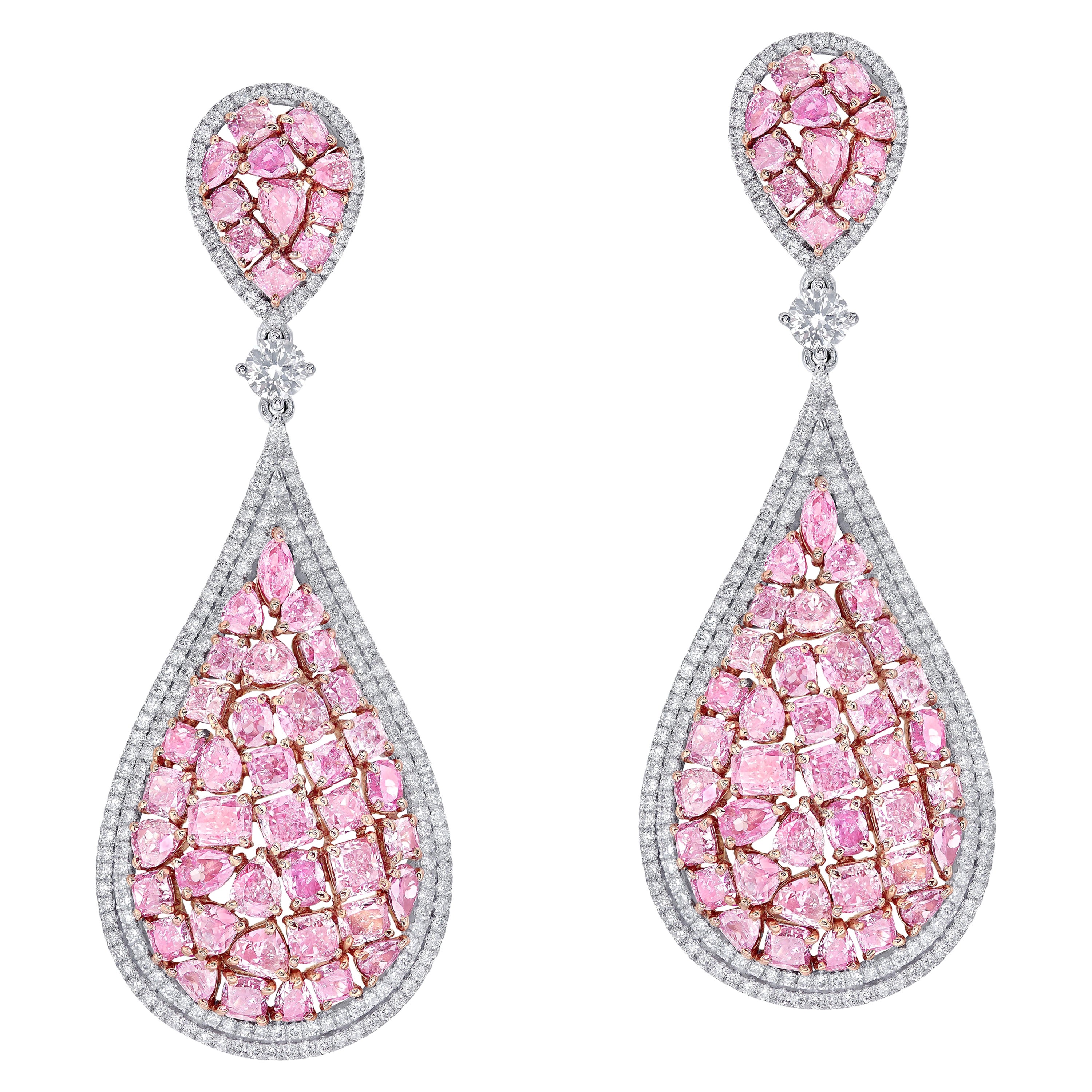Emilio Jewelry Natural Pink Diamond Earrings For Sale