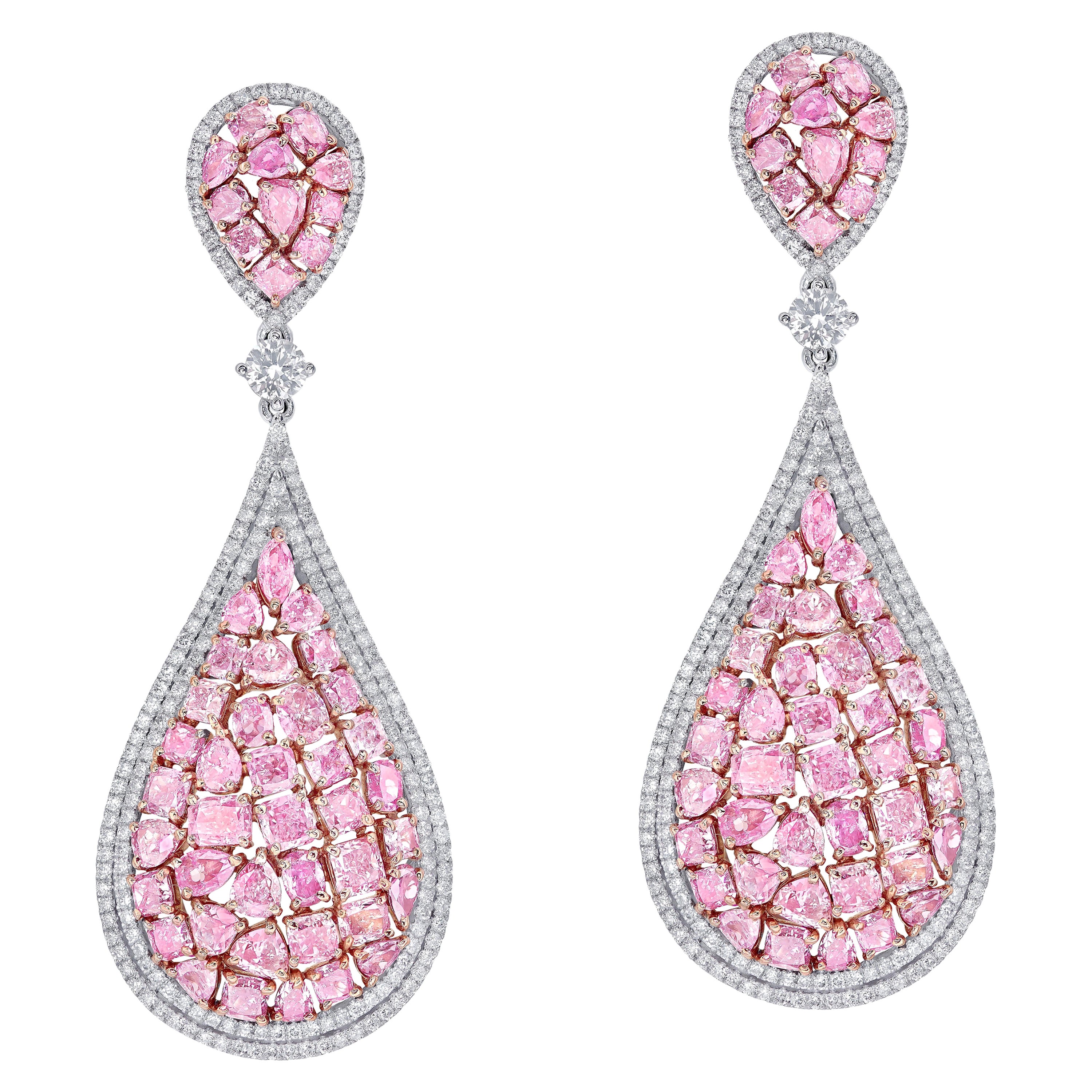 Emilio Jewelry Natural Pink Diamond Earrings  For Sale