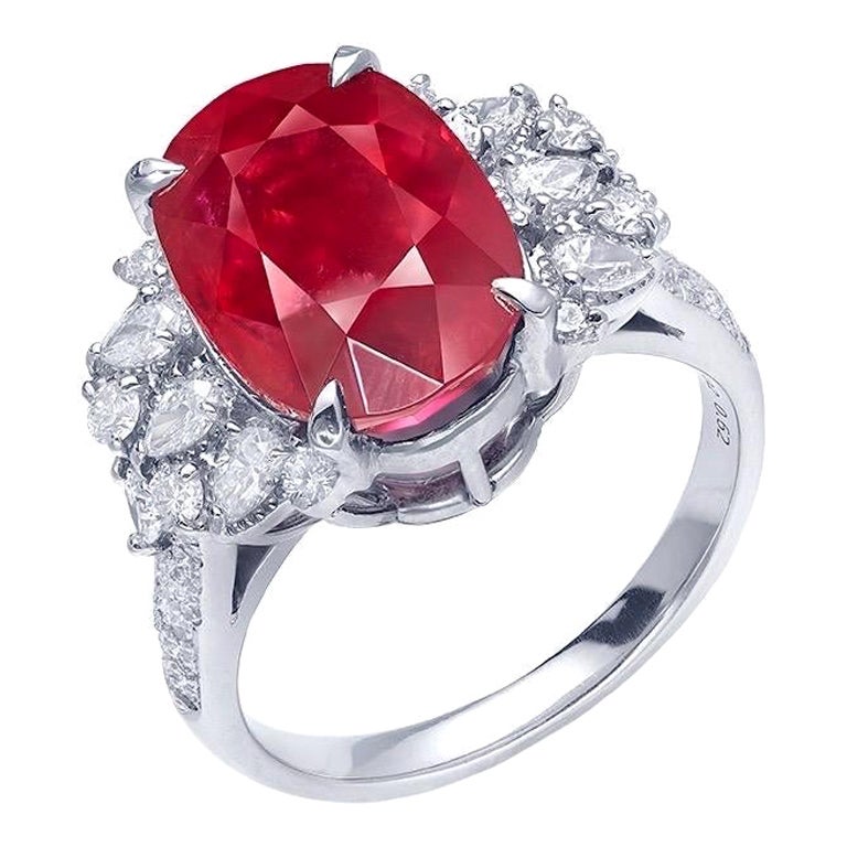 Emilio Jewelry Grs Certified 8.00 Carat Vivid Red No Heat Ruby Ring For Sale