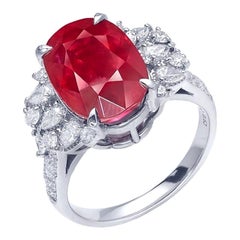 Retro Emilio Jewelry Grs Certified 8.00 Carat Vivid Red No Heat Ruby Ring