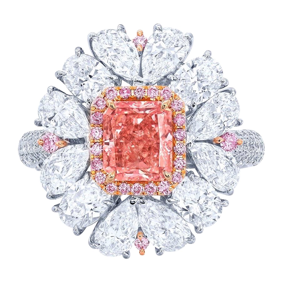 Emilio Jewelry Argyle Certified Fancy Intense Pink Diamond Ring  For Sale