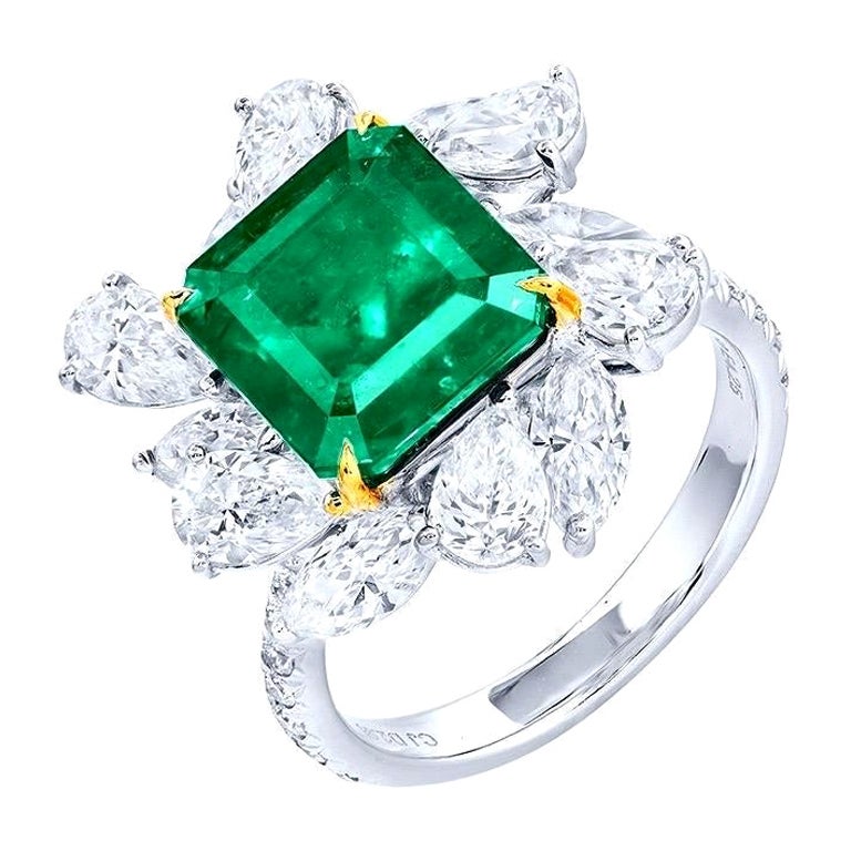 Emilio Jewelry Certified No oil Muzo Old Mine Colombian Emerald Ring  For Sale