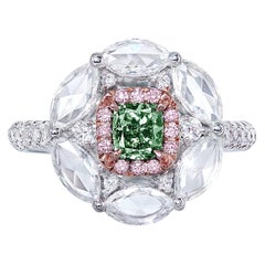 Emilio Jewelry GIA Certified Fancy Deep Green Diamond Ring 