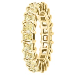 Auction - 3.89 Carat Radiant Fancy Yellow Diamond Eternity Band Ring