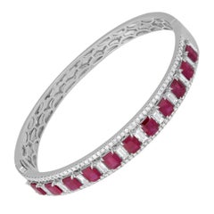 Nigaam 5.14 Cts. Ruby and 1.93 Cts. Diamond Multi-Row Bangle in 18k White Gold