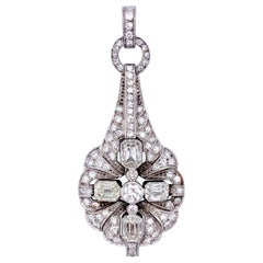 Art Deco Diamond Pendant Necklace 14 Karat White Gold