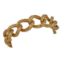 French Retro Braided Gold Curb Link Bracelet