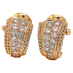 Van Cleef & Arpels Diamond Huggie Earrings 18k Yellow Gold