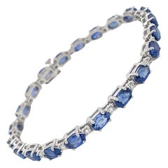 Sapphire & Diamond Bracelet in 14 Karat White Gold