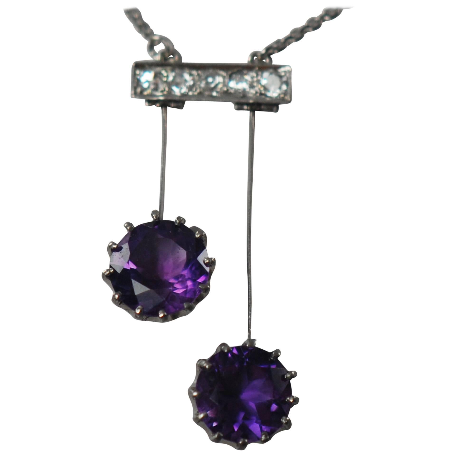 Amethyst Gold Mine Cut Diamond Lingerie Pendant For Sale