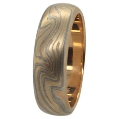 25% DE RÉDUCTION SUR LES SOLDES !  Anneau Mokume GEORGE SAWYER en argent, cuivre et or rose à bord rond