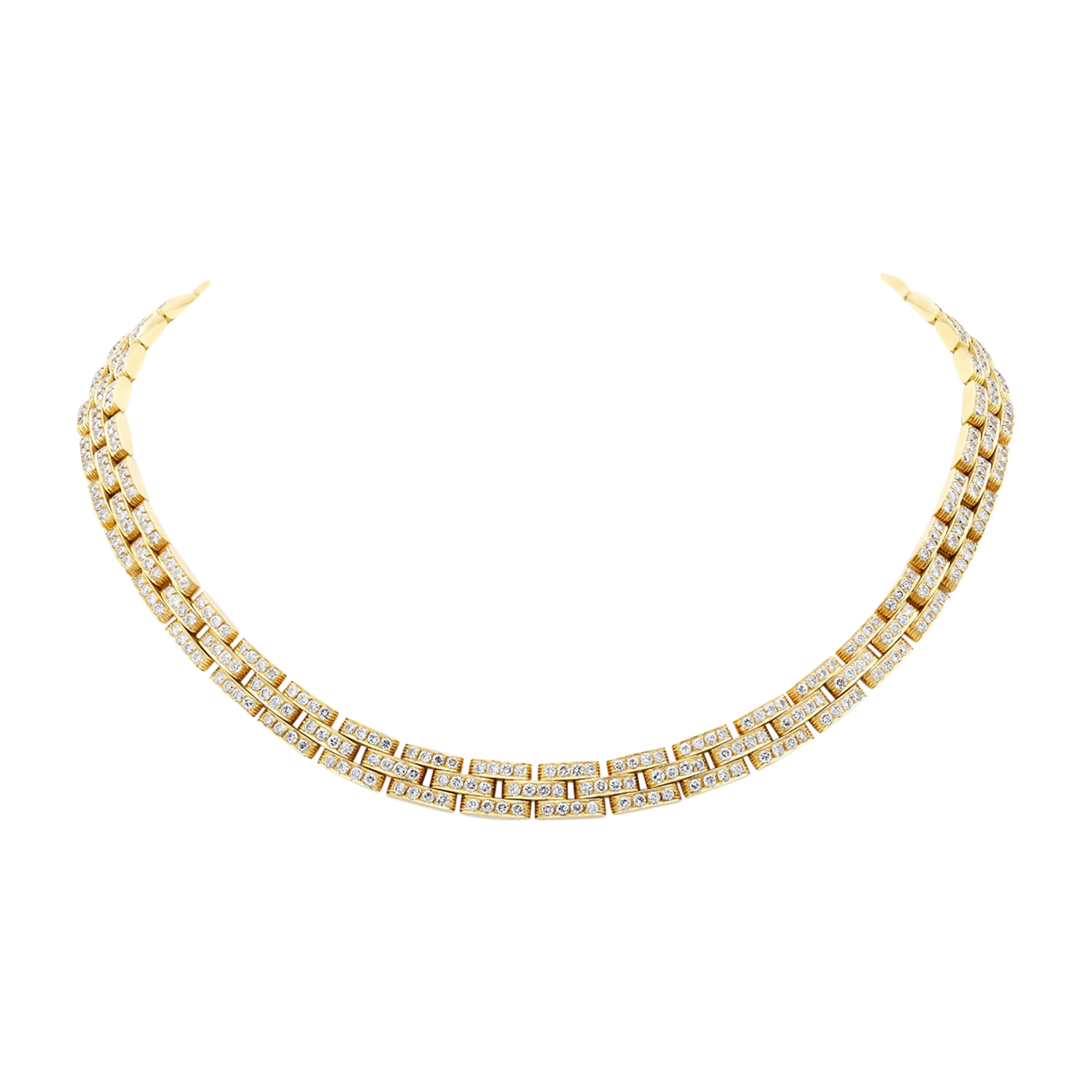Cartier Diamond Panthere Maillon Links Necklace For Sale