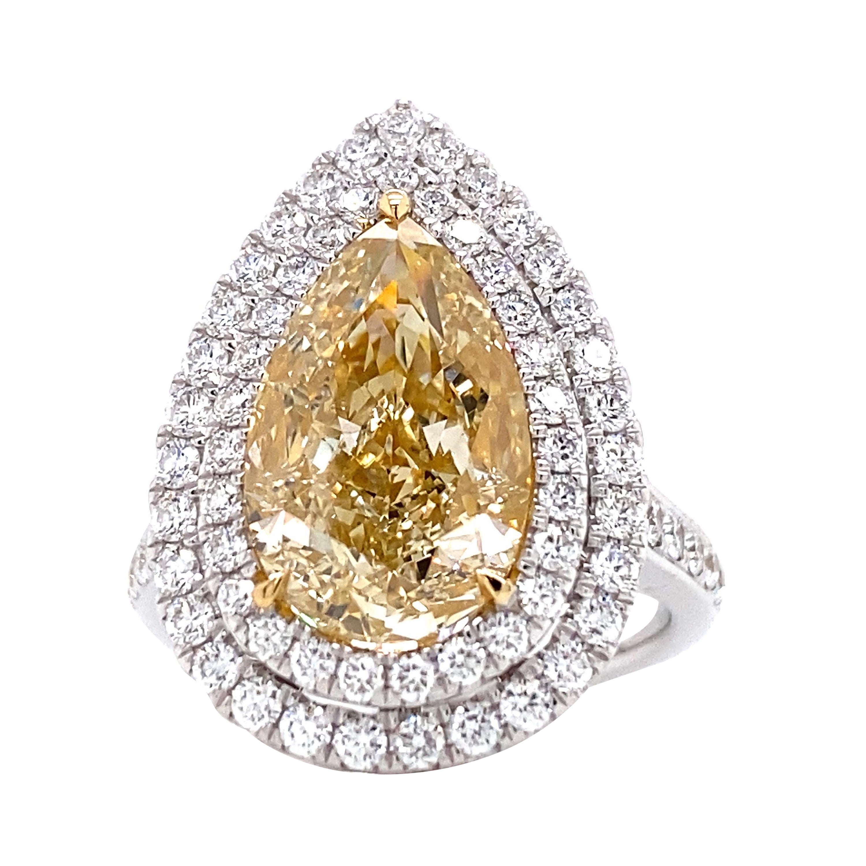 Emilio Jewelry GIA Certified 7.18 Carat Yellow Diamond Ring and Pendant  For Sale