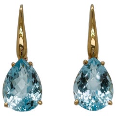 Roberto Coin Ipanema 18 Karat Gold & Blue Topaz Teardrop Earrings