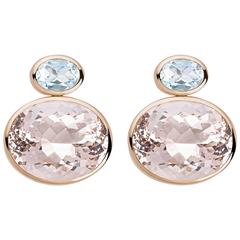 Colleen B. Rosenblat Morganite Aquamarine Gold Stud Earrings 4