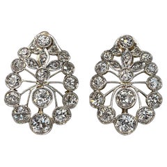 Art Deco 18K Gold 1.40ct Old Cut Diamond Earrings