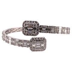 18k White Gold Diamond Bypass Style Bangle