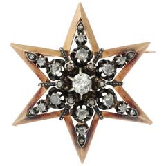 French Victorian Diamond Silver Gold Brooch/Pendant
