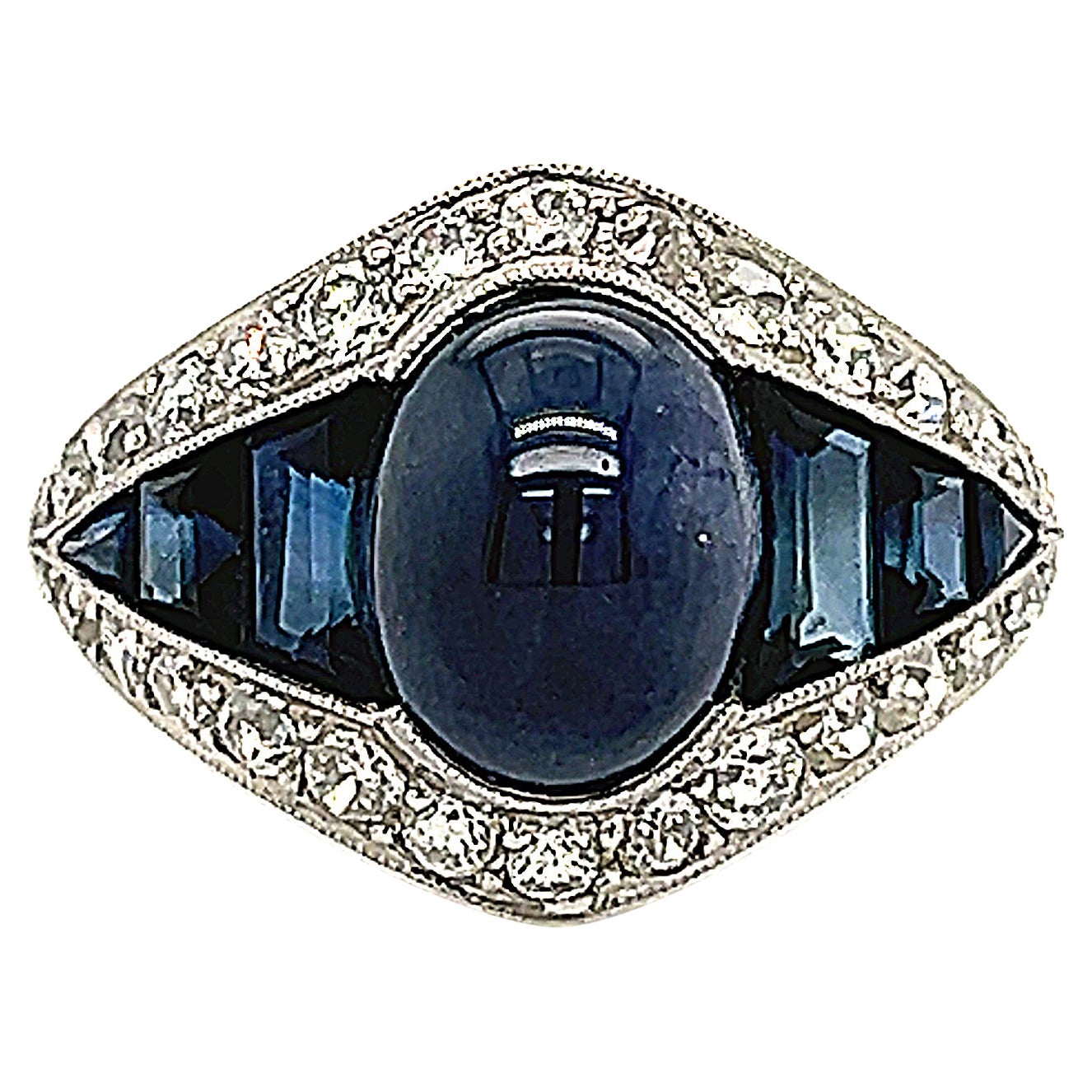 Cocktail-Ring mit Diamanten und Saphiren