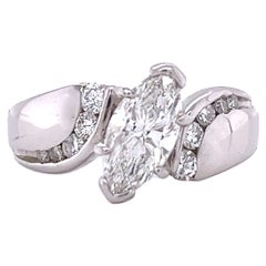 Platinum Set 1.20 Carat, G, VS2, Marquise Diamond Engagement Ring