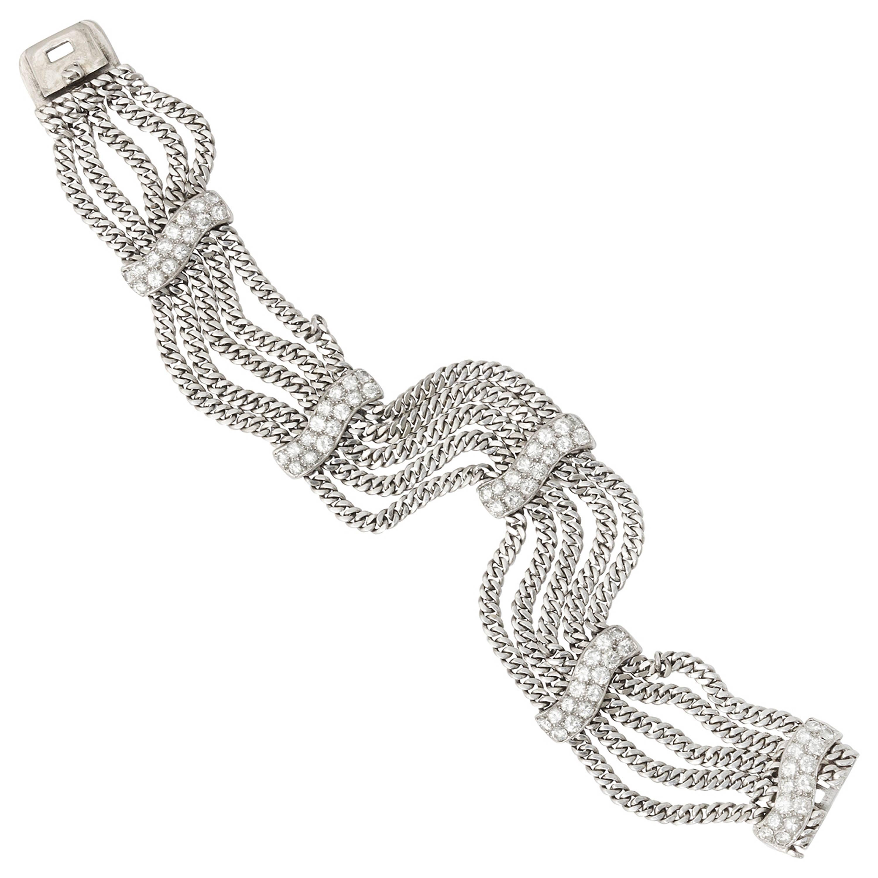 Diamond Platinum Wide Bracelet