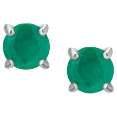 .74 Ct. T.W. Emerald Stud Earrings in 18k White Gold