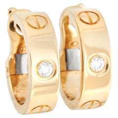 Cartier LOVE 18K Yellow Gold 2 Diamond Earrings
