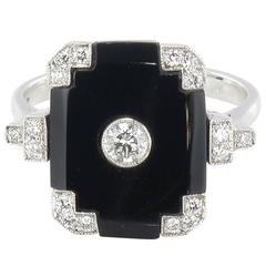 Art deco Onyx and Diamond Ring