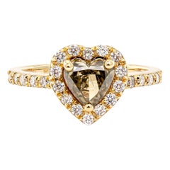 Anello con diamante giallo verdastro di 1,03 carati Nature Fancy Deep Gray