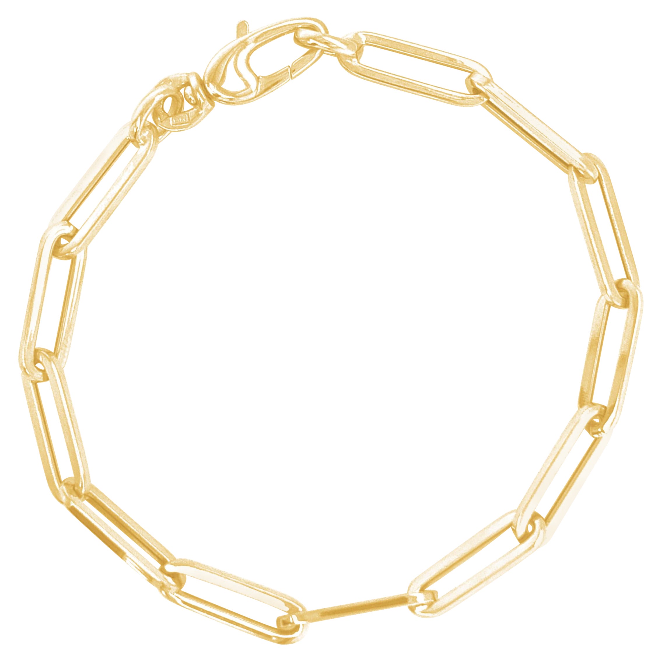 Gold Paperclip Link Chain Bracelet 14K Gold for Her For Sale