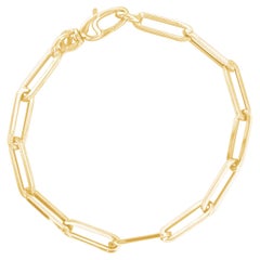 Gold Paperclip Link Chain Bracelet 14K Gold for Her