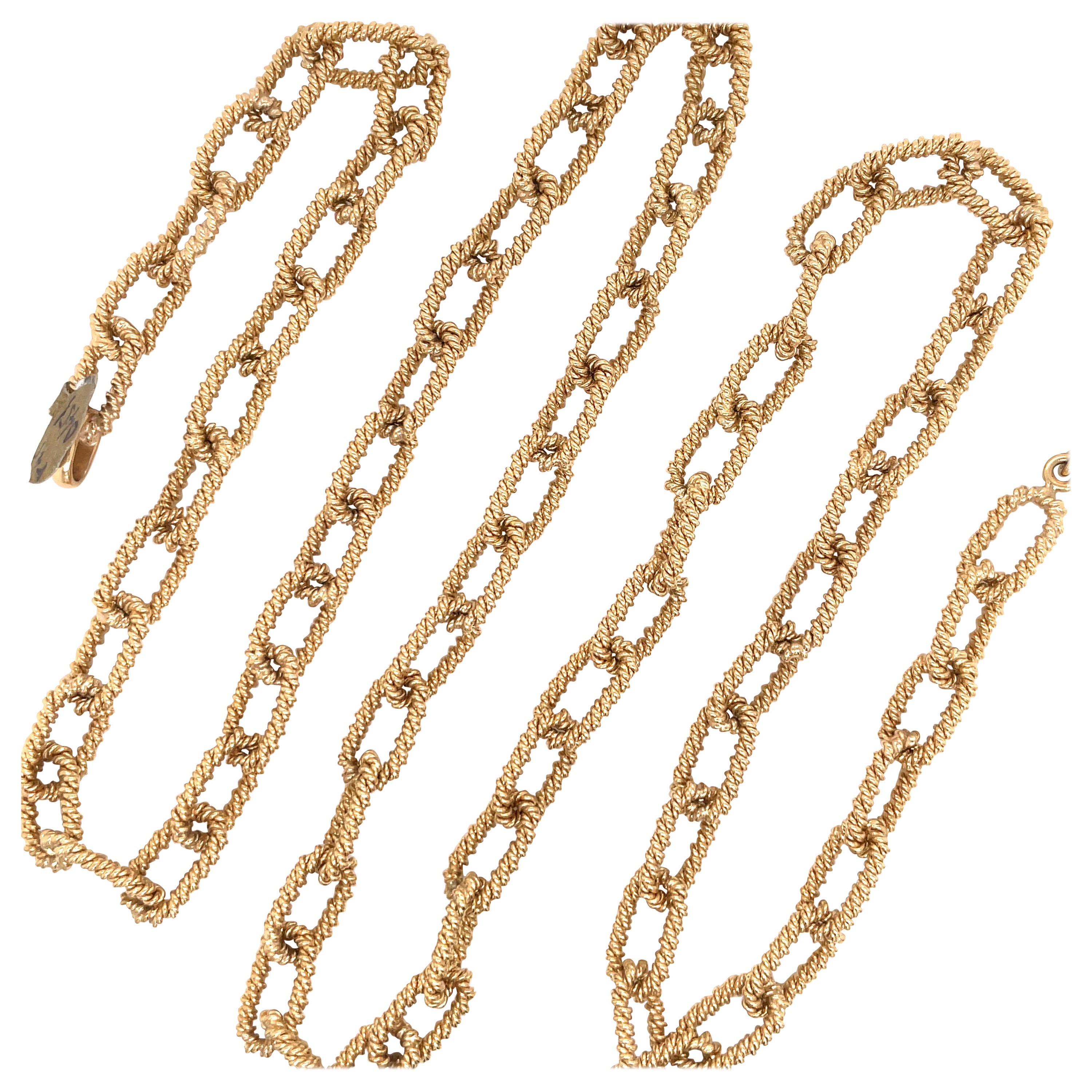 14 Karat Yellow Gold Heavy Rope Link Chain Necklace 84.5 Grams For Sale