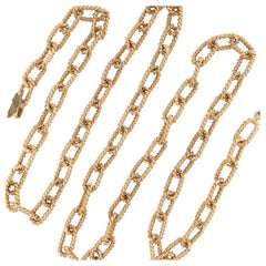 14 Karat Yellow Gold Heavy Rope Link Chain Necklace 84.5 Grams