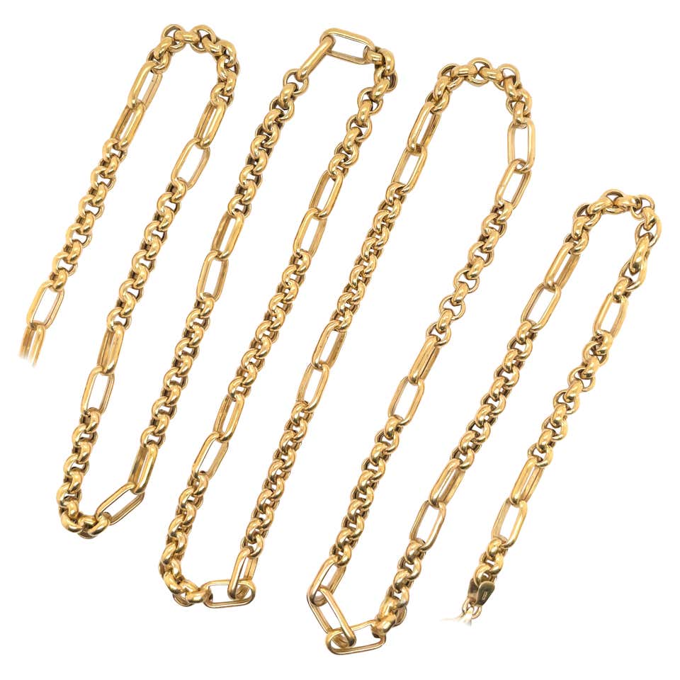 36 Inch Heavy Gold Brutalist Link Chain at 1stDibs