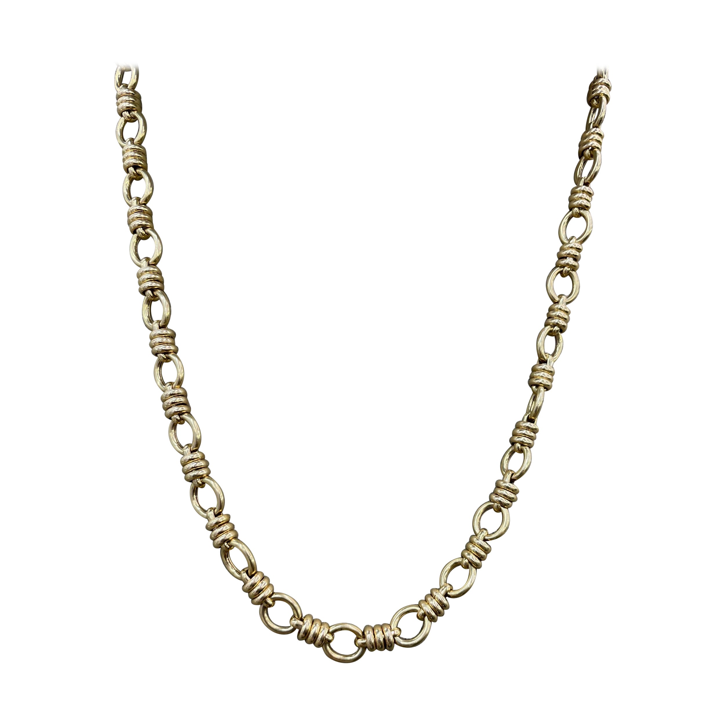 14 Karat Yellow Gold Link Necklace 42.5 Grams 30.5 Inches For Sale 1