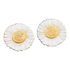 Buccellati Daisy Blossom Diamond Gold Sterling Silver Earrings