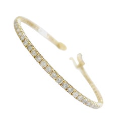 4 Carat Tennis Bracelet Round Brilliant Natural Diamond 14 Karat Yellow Gold