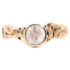 1.00 Carat Rub Over Round Brilliant Diamond Vintage Ring in 9 Carat Yellow Gold