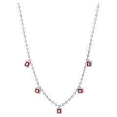1 Ct. T.W. Diamond Framed Charm Necklace in 18k White Gold
