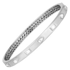 Luxle 0.81 Ct. T.W Pear and Baguette Diamond Bangle Bracelet in 18k White Gold