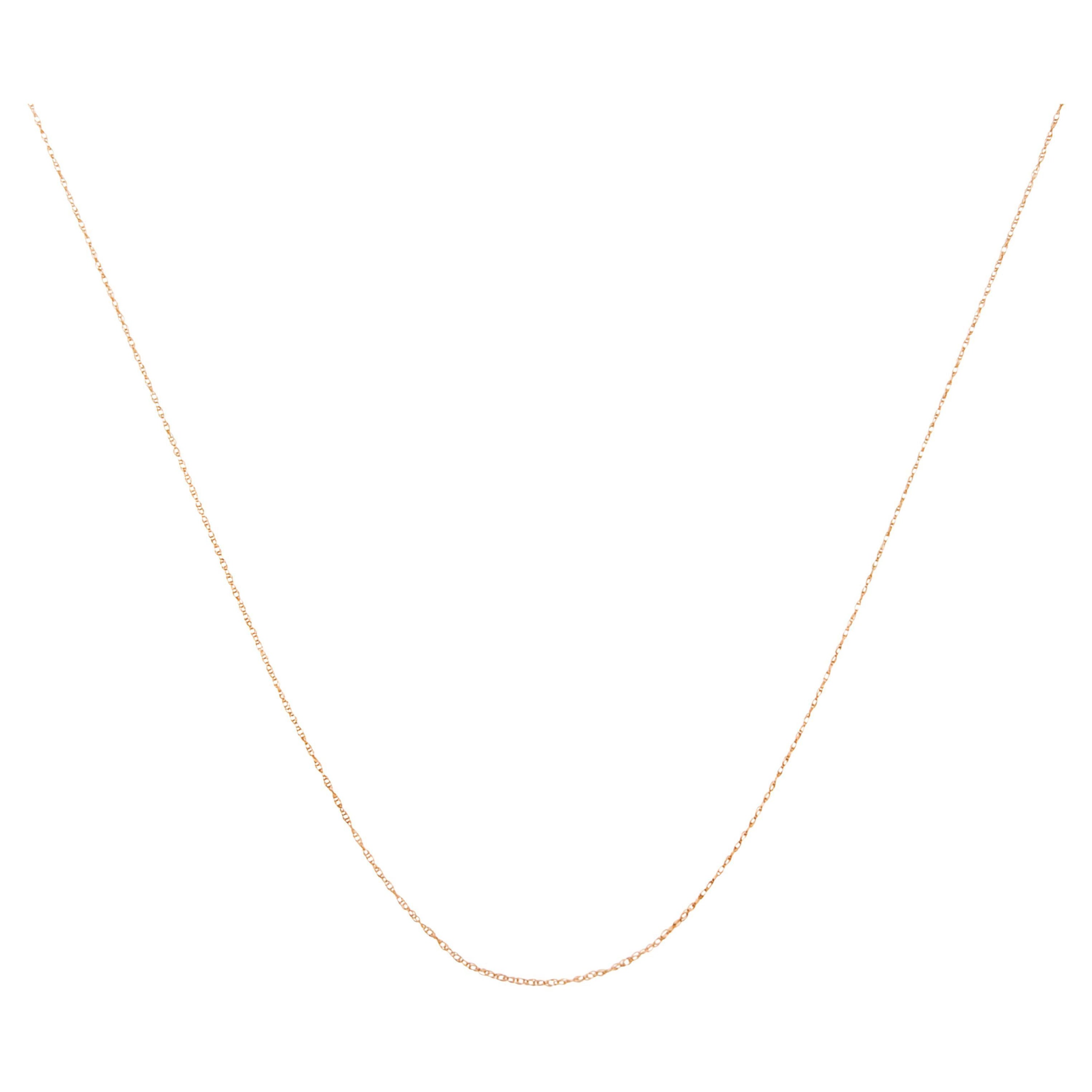 Solid 10K Rose Gold Slim and Dainty Unisex Rope Chain Necklace For Sale