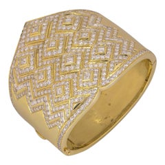 Yellow Gold Diamond Cuff Bangle 15.00 Carats