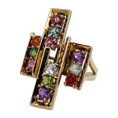 H. Stern Modernist 18 Karat Gold & Multi-Gemstone Cocktail Ring