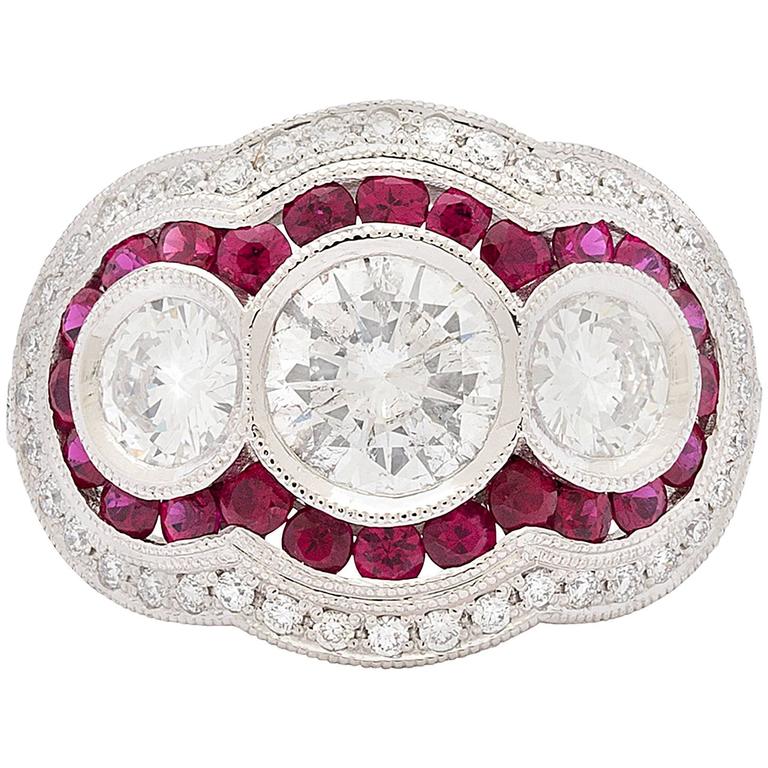 Ruby Diamond Platinum Ring at 1stdibs