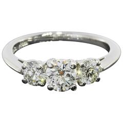 Tiffany & Co. Three Stone Round Diamond Platinum Engagement Ring