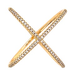 Bague moderne en or rose 18 carats avec diamants de 0,75 carat
