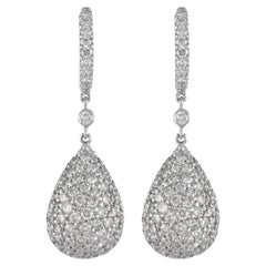 9.50ct Diamond Domed Pear Pave Earrings 18k White Gold